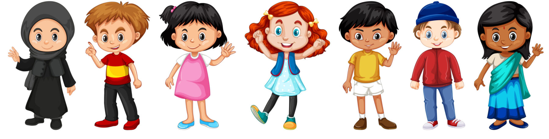 Set of multicultural kids character